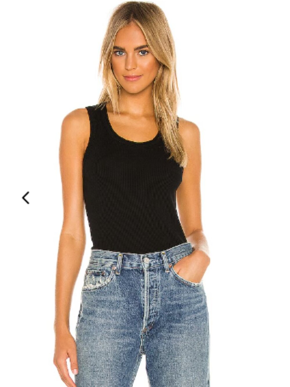 AGOLDE Black Ribbed Poppy Tank Top Sleeveless M